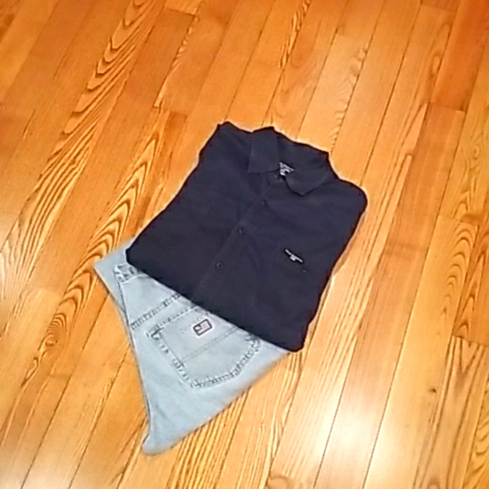 POLO JEANS RALPH LAUREN SIGNATURE TWILL BUTTON DWN ..SIZE L..NAVY